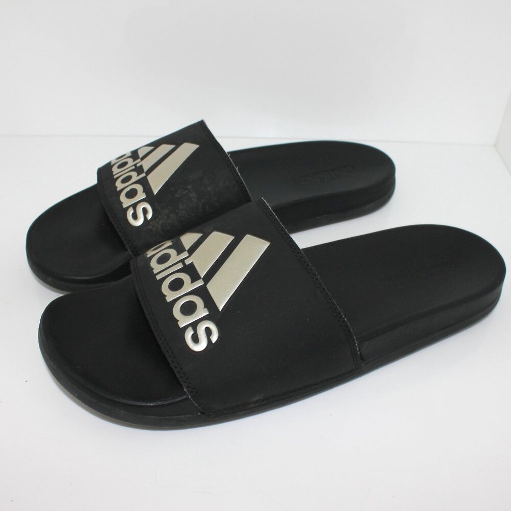 adidas Men’s Size 10 Adilette Comfort Slide Sandal Black Silver Art G54140
